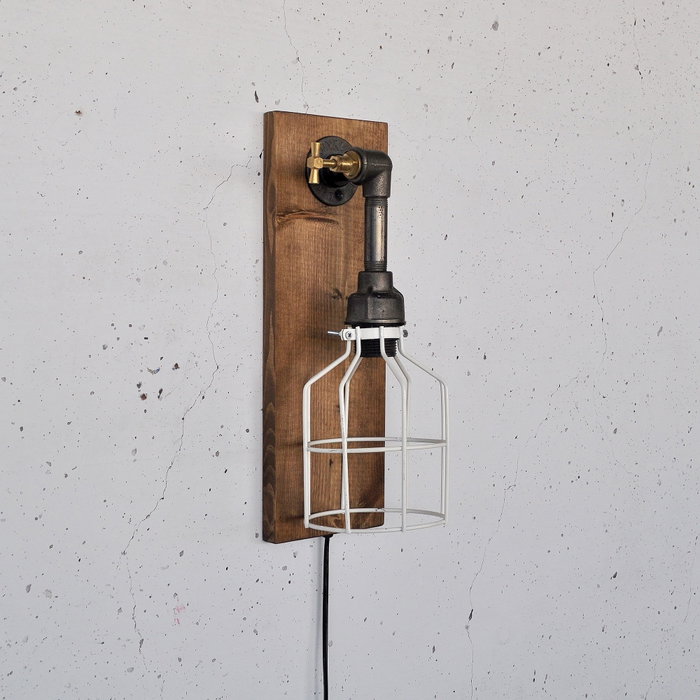 Opviq Lámpara de pared de madera maciza Madera y Negro Opviq Lámpara de pared de madera maciza Madera y Negro